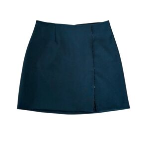 Vintage 90’s XOXO Mini Skirt 1 Black Side Slit High Rise Beaded Pleated Zipper